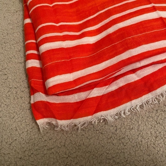 CORAL & White Striped Scarf GAP - Picture 5 of 10